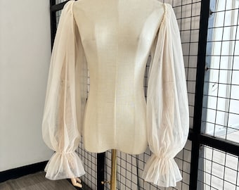 Manches longues champagne, manches de mariage en tulle doux, manches amples, manches de couleur personnalisée, manches de mariée longues, manche de mariée minimaliste