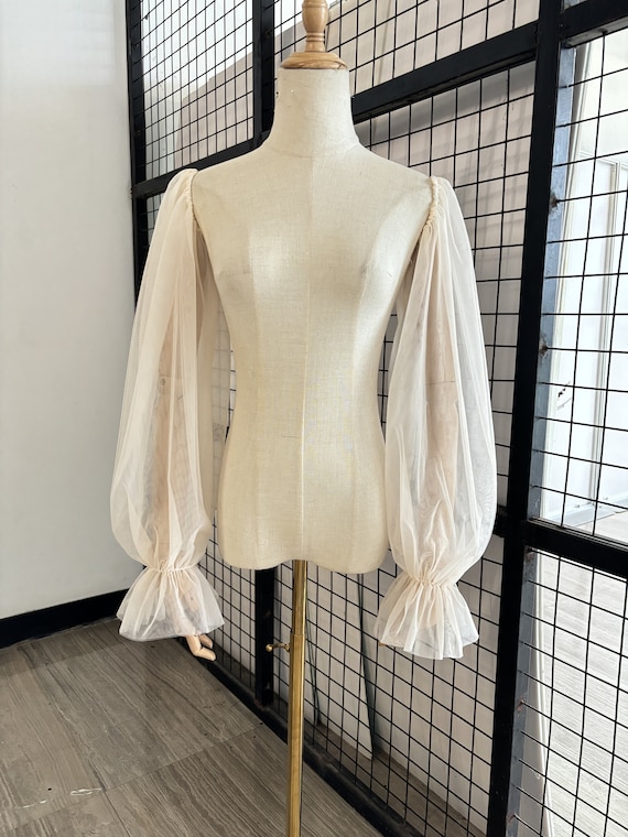 Long champagne sleeves, soft tulle wedding sleeves, loose sleeves, custom colour sleeves, long bridal sleeves, minimalist bridal sleeve