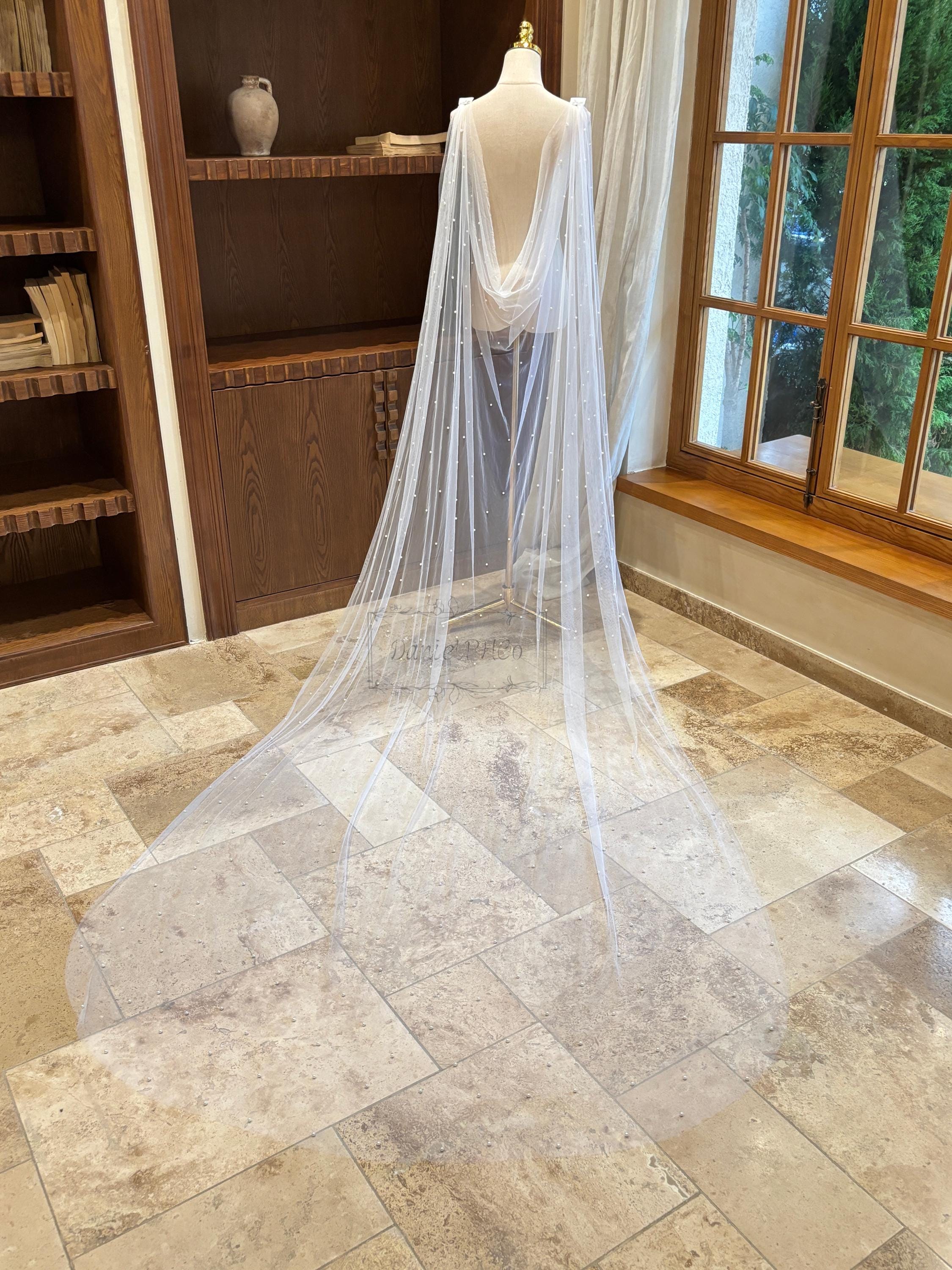 トップス OWNE Veil Layer Cape Elegant Pearl Cape Veil, Bride Wedding Cape, Pearl Shoulder Cape