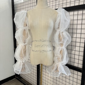 Detachable long sleeves/ white organza wedding sleeves/ puffed wedding sleeve/ custom colour sleeves/ elegant bridal sleeve/ party sleeves