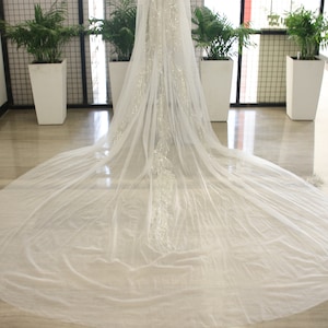 Simple Sequined Wedding Veil White/Ivory/Champagne/Beige Bridal Veil Cathedral Veil Classical Veil Church Length Veil Royal Length Veil
