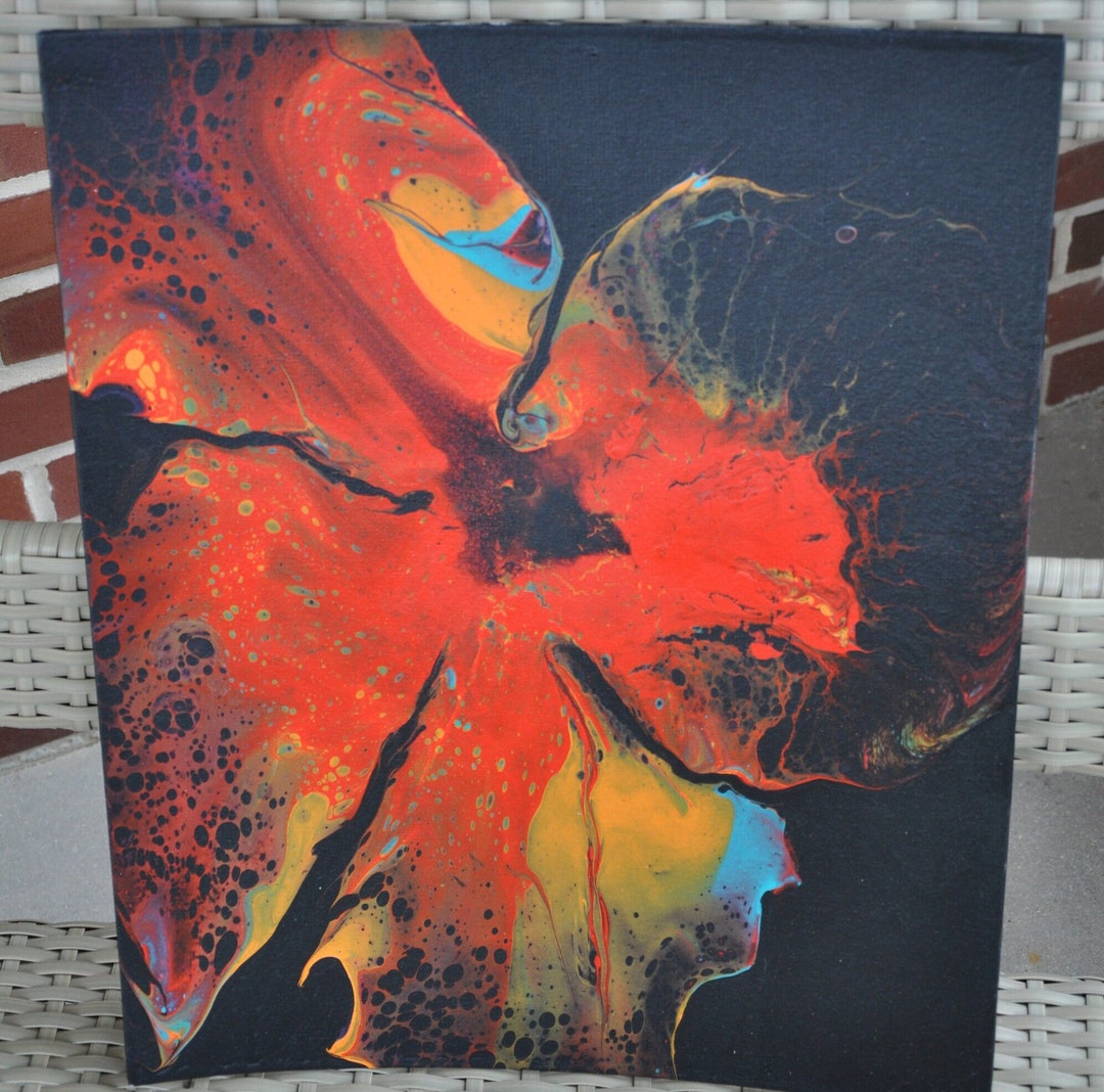 16x20 Acrylic Paint Pour on Canvas Panel, Original, Handmade Etsy