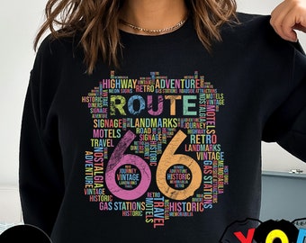 Route 66 Tee Shirt, Vintage Road Sign, Travel, Historic, Adventure, Memorabilia Tshirt Gift, Sweatshirt and Hoodie, Kids Toddler Shirt