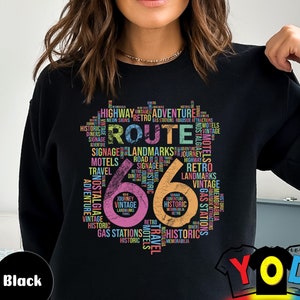 Route 66 Tee Shirt, Vintage Road Sign, Travel, Historic, Adventure, Memorabilia Tshirt Gift, Sweatshirt and Hoodie, Kids Toddler Shirt