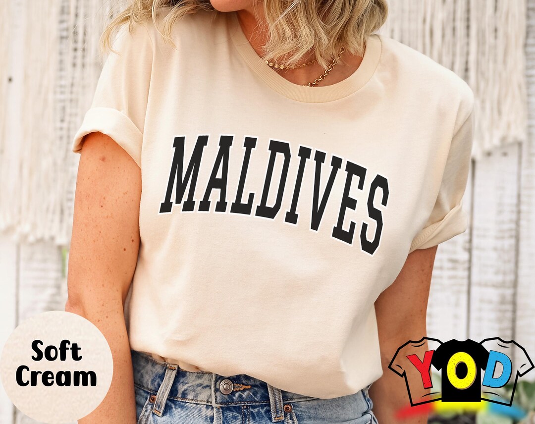 T-shirt Femme Souvenir Des Maldives - Col En V - Motif Plongée Océan - Cadeau Voyageur, Plongeur, Fan De Mer