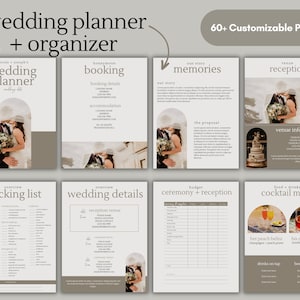 60+ Page Wedding Planner Printable Download Canva Template, Complete Digital Template Printable Editable Digital Download Wedding Organizer
