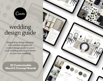 Wedding Design Guide Template, Canva Wedding Design Template, Canva Wedding Mood Board, Wedding Planner Printable