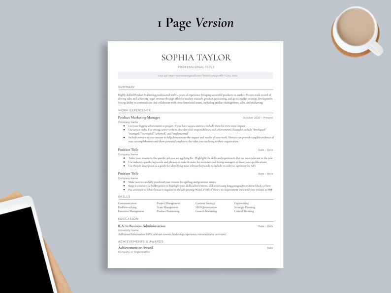 Resume Template for Google Docs, Word & Pages, Modern and Clean Design ...