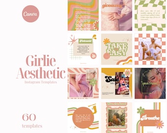 Canva Instagram Template | Girlie and Retro Instagram Post Templates | Social Media Templates | IG Templates | Retro Template for CANVA
