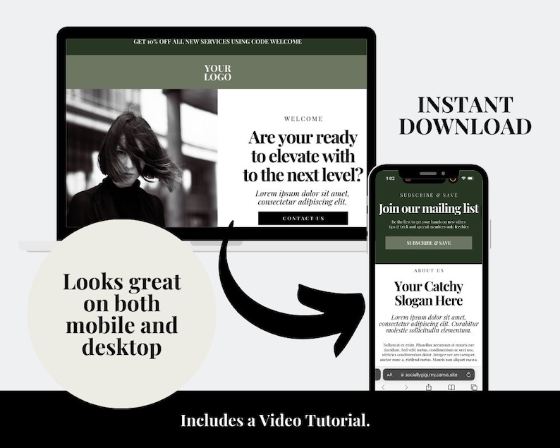 Earthy Aesthetic Website Template | Canva Landing Page - Etsy