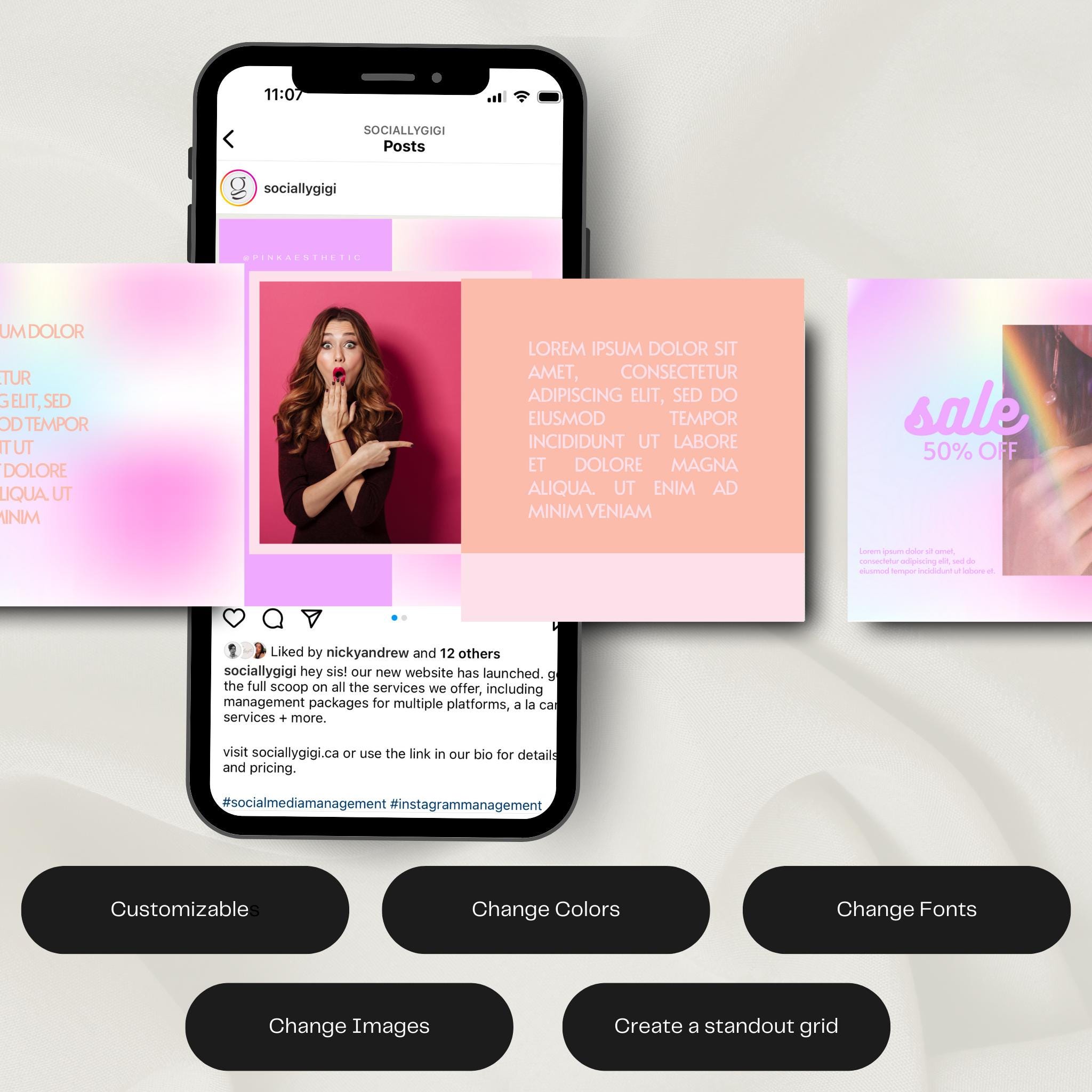 Canva Instagram Template | Pink Instagram Post Templates | Social Media ...