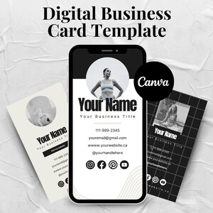 Modelo de cartão de visita digital em canvas | Cartão de visita moderno | Marca para pequenas empresas | Modelo de cartão de visita verde de <br> Entrega Rápida? Preparador físico
