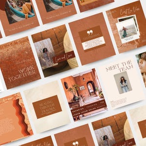 Plantillas de Instagram en terracota: Diseños bohemios para redes sociales en Canva (Descarga digital)