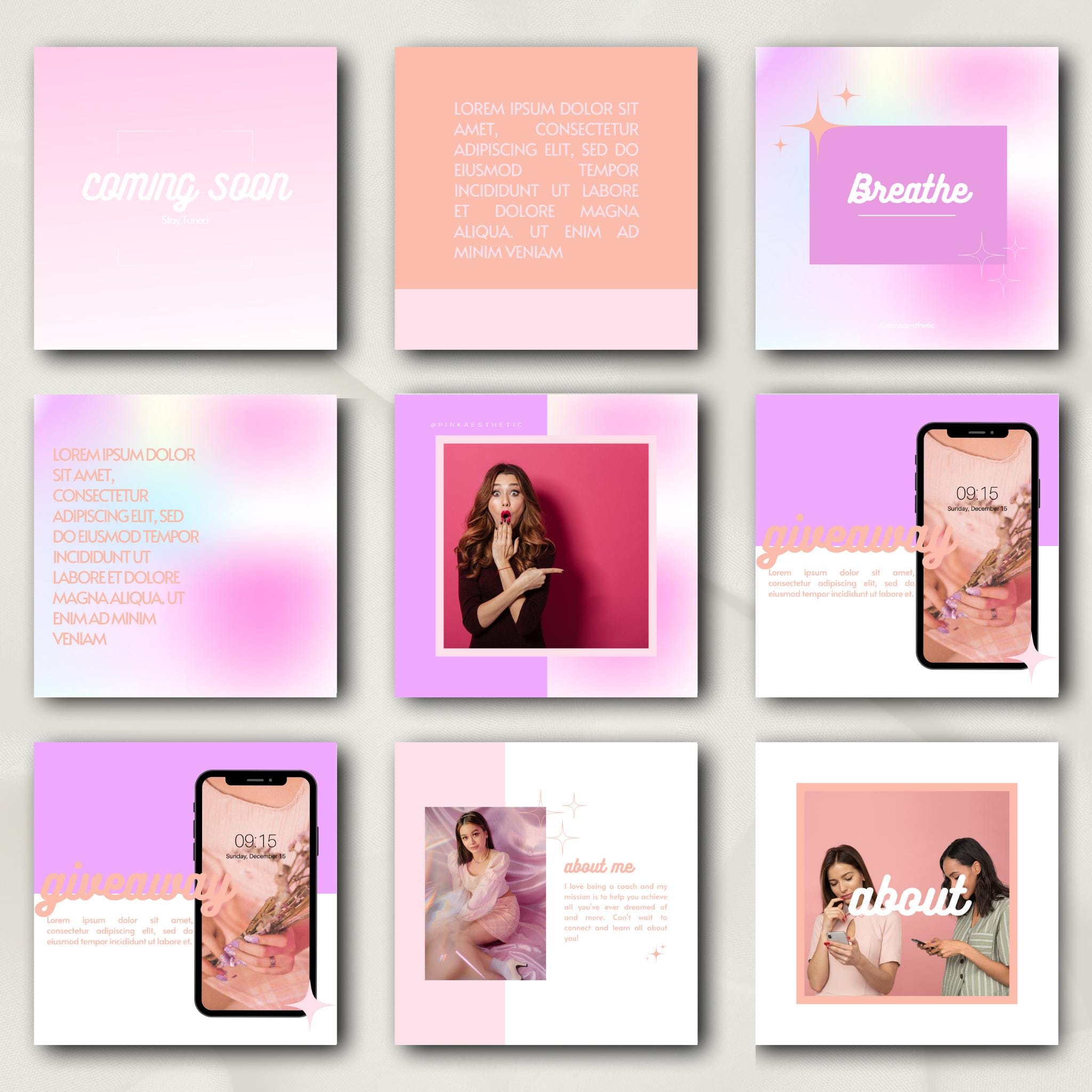 Canva Instagram Template | Pink Instagram Post Templates | Social Media ...
