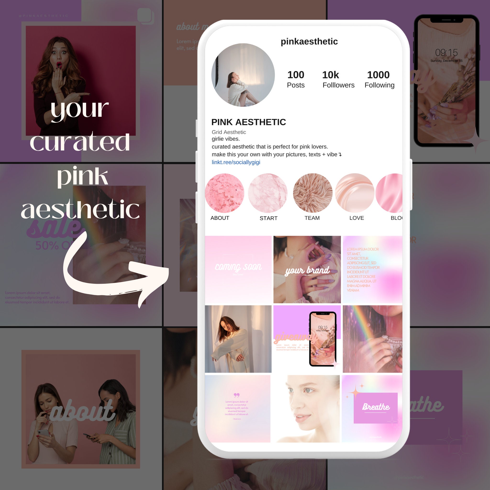 Canva Instagram Template | Pink Instagram Post Templates | Social Media ...