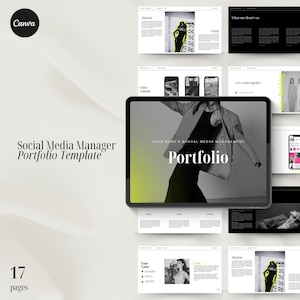 Plantilla de Instagram de Canva para administradores de redes sociales / Plantilla de portafolio de administradores de redes sociales / Portafolio de Neon SMM