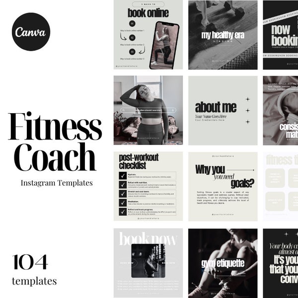Fitness Instagram Post Templates | Health Coach | Fitness Coach | Personal Trainer | Yoga Instructor | Nutrition Canva Instagram Template