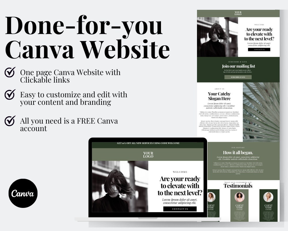 Earthy Aesthetic Website Template | Canva Landing Page - Etsy