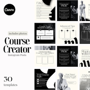 Course Creator Instagram Templates: Black & White Canva Designs