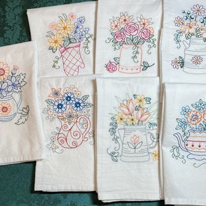 Kitchen in Bloom Machine Embroidered Flour Sack Tea Kitchen Towels, Mother&#39;s Day Shower Gift by Groversgarden