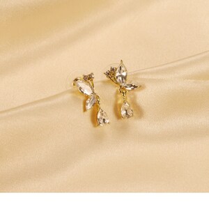 Brillant Cut CZ Butterfly Earrings, Wedding Bridal Earrings, Minimalist Earrings for Women