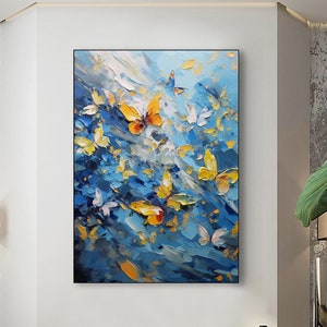 Pintura al óleo, arte moderno, arte de lienzo mariposa mágica