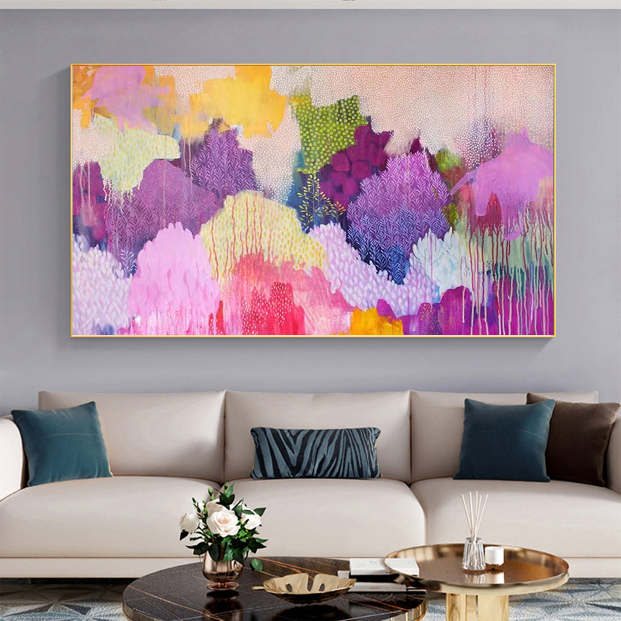 Original Colorful Forest Oil Painting on Canvas Abstract - Etsy