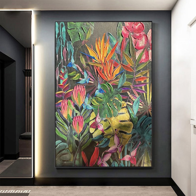 Large Original Nature Plant Oil Painting on Canvas Abstract Etsy