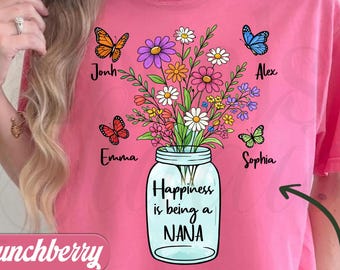 Gepersonaliseerde Nana-shirt, Nana Flower Comfort Colors-shirt, sweater, Happiness is Being a Nana-shirt LS0848-2