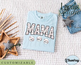 Gepersonaliseerde baseball mama shirt, mama baseball comfort kleuren shirt, sweater, Game Day Mama shirt, Game Day T-shirt LS0858