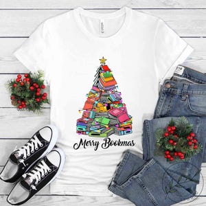 Book Shirt, Merry Bookmas, Book Lover Gift, Reading Book, Women Book Gifts, Bookish Gift, Gift For Book Reader, Bookworm Gift, BOK048LS01