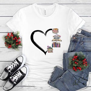 Book Shirt, Book Heart, Book Lover Gift, Reading Book, Women Book Gifts, Bookish Gift, Gift For Book Reader, Bookworm Gift, BOK153LS01