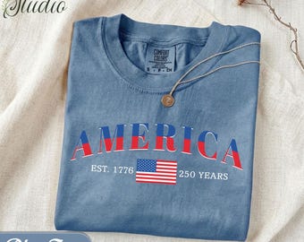Shirt Amerika 250 jaar, jubileum VS, vlag VS, shirt 4 juli, shirt patriottisch, shirt retro Amerikaanse vlag VS00024-1