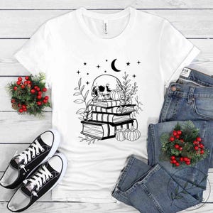 Book Shirt, Skull Books, Book Lover Gift, Reading Book, Women Book Gifts, Bookish Gift, Gift For Book Reader, Bookworm Gift, BOK025LS01