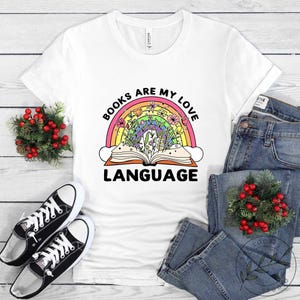 Buch Shirt, Buch sind meine Liebessprache, Buch Liebhaber Geschenk, Lesebuch, Frauen Buch Geschenke, Bücherwurm Geschenk, Geschenk für Buchleser, BOK144LS01