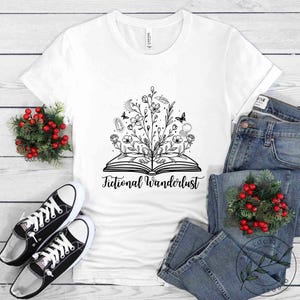 Book Shirt, Fictional Wanderlust, Book Lover Gift, Reading Book, Women Book Gifts, Bookish Gift, Gift For Book Reader, BOK071LS01