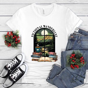 Book Shirt, Fictional Wanderlust, Book Lover Gift, Reading Book, Women Book Gifts, Bookish Gift, Gift For Book Reader, BOK120LS01