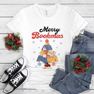 Book Shirt, Merry Bookmas, Book Lover Gift, Reading Book, Women Book Gifts, Bookish Gift, Gift For Book Reader, Bookworm Gift, BOK160LS01