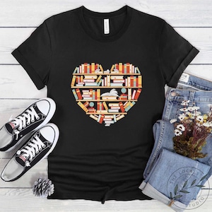 Book Shirt, Book Heart, Book Lover Gift, Reading Book, Women Book Gifts, Bookish Gift, Gift For Book Reader, Bookworm Gift, BOK149LS01