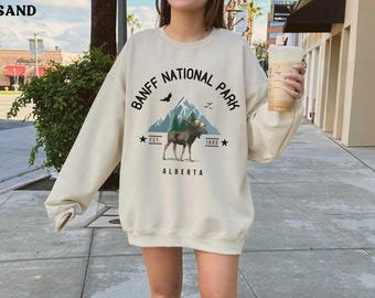 Banff Sweatshirt National Park Shirt Alberta Sweater Lake Louise AB Rocky Mountain Crewneck Retro Camp Hike Nature Canada Gift Outdoor Shirt