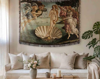 Birth of Venus Tapestry, Sandro Botticelli Woven Blanket, Famous Painting, Vintage History, Fine Art Lover, Italian Renaissance Cotton Throw