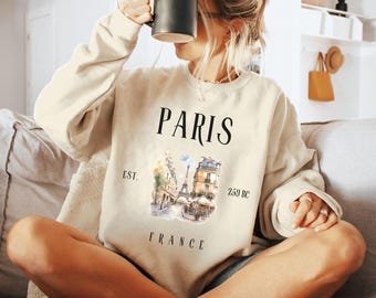 Paris Sweatshirt France Crewneck Eiffel Tower Shirt Vintage Sweater Gift French Paris Flag Euro Trip Hoodie Souvenir Clothing Women Apparel