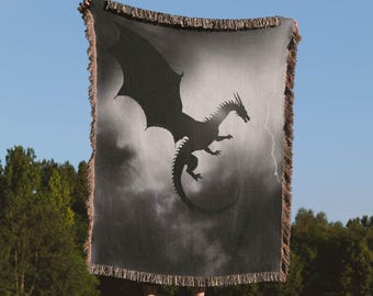 Dragon Blanket Fantasy Dragon Wing Bookish Merch Woven Blanket Romantasy Gift Booktok Throw Dragon Rider Reader Mystical Tapestry Fandom