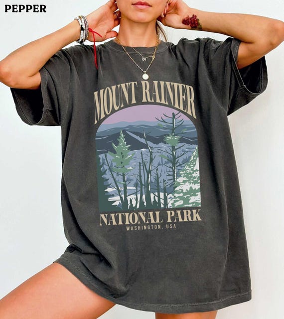 Mt. Rainier National Park Washington Mountains Retro T-Shirt Mt. Rainier National Park Washington Mountains Retro T-Shirt
