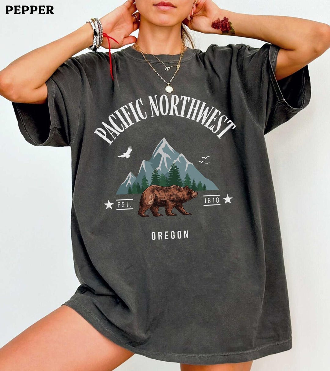 Oregon Shirt Pacific Northwest PNW State Crewneck Oregon Mountain ...