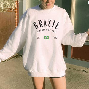 Sudadera de Brasil, suéter brasileño de cuello redondo, camisa de Sudamérica, jersey latino, regalo vintage, ropa para mujer, sudadera con capucha, top con bandera imagen 7