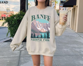 Banff Sweatshirt National Park Shirt Alberta Sweater Rocky Mountain Crewneck Retro Camp Hike Nature Lake Louise AB Canada Gift Outdoor Shirt
