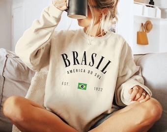 Brasil Sweatshirt Brazil Crewneck Brazilian Sweater South America Shirt Latina Pullover Gift Vintage Women Clothing Hoodie Top Flag Apparel