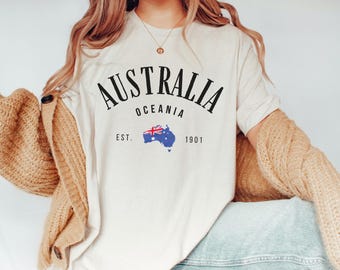 Australia Shirt Aussie Crewneck Sydney Clothing Oceania Flag Gift Australian Sweater Vintage Apparel Aussie Vacation AUS Women Tee Souvenir