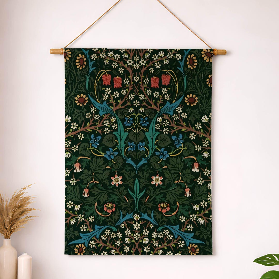 William Morris Tulip Tapestry, Floral Woven Wall Hanging, Botanical ...